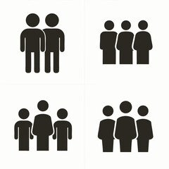 Business people icons illustrate teamwork and leadership concepts with silhouette figures