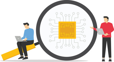 Business people buying computer processor

