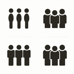 Business people icons illustrate teamwork and leadership concepts with silhouette figures