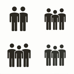 Business people icons illustrate teamwork and leadership concepts with silhouette figures