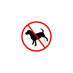 Warning forbidden sign no dog peeing icon isolated on white background 