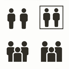 Business people icons illustrate teamwork and leadership concepts with silhouette figures
