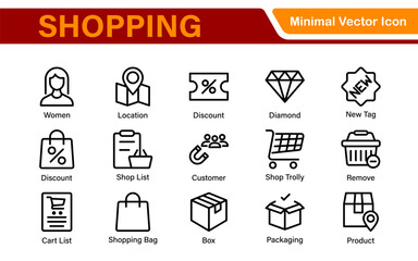 Shopping Cart Icons Set. Vector Icons for Retail, Online Shopping, E-commerce, Checkout, and Shopping Experience
