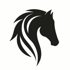 Black horse head silhouette vector icon animal symbol