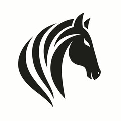 Black horse head silhouette vector icon animal symbol