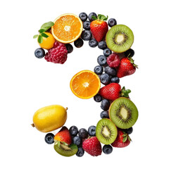 Vibrant Fruit Number Three A Healthy and Colorful Composition