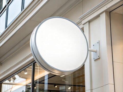 mokup white blank circular store sign design.