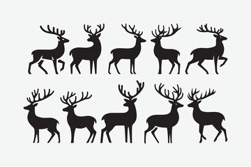 minimal black silhouette of a deer. The design is highly simplified, bold