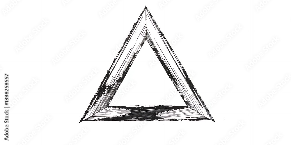 Poster a sketch of a triangle with thick dark lines creating a three dimensional effect on a white backgrou