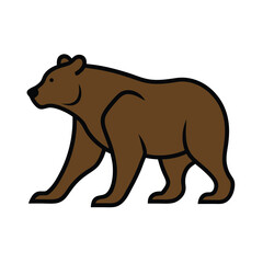 outline of a bear walking vector on white background