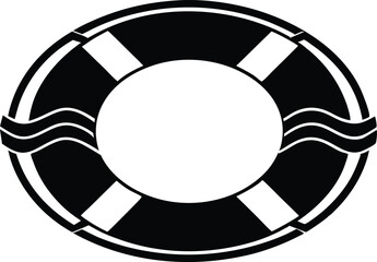 Naklejka premium black and white lifebuoy, life buoy with rope, vector illustration of a black lifebuoy on white background.
