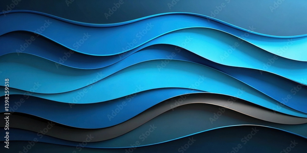 Aufkleber Abstract Blue and Gray Wave Layers An Elegant Design for Modern Presentations