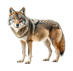 Fototapeta premium Wolf encounter in nature captivating wildlife of a majestic canine in the wild. Isolated on transparent background, png.