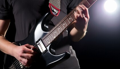 Obraz premium A person playing an electric guitar