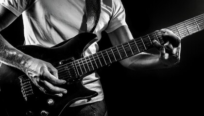 Obraz premium A person playing an electric guitar