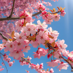 Sakura Blossoms in Bright Spring Weather