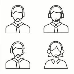 Vector cartoon icons set features diverse business people characters, including businessman and woman avatars in suits, ideal for user and manager illustrations