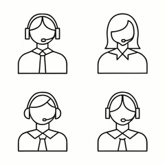 Vector cartoon icons set features diverse business people characters, including businessman and woman avatars in suits, ideal for user and manager illustrations