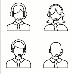 Fototapeta premium Vector cartoon icons set features diverse business people characters, including businessman and woman avatars in suits, ideal for user and manager illustrations