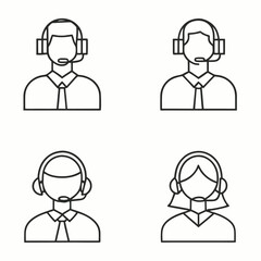 Vector cartoon icons set features diverse business people characters, including businessman and woman avatars in suits, ideal for user and manager illustrations