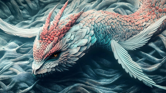 A majestic, mythical dragon-fish creature with intricate scales.
