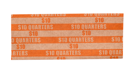 A flat-sleeved quarter paper roll on a transparent background 