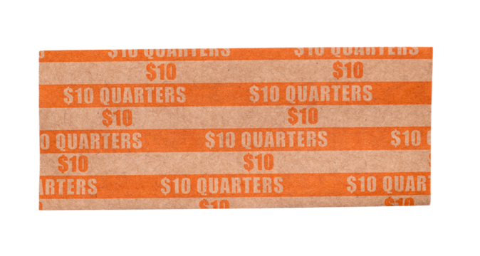 A flat-sleeved quarter paper roll on a transparent background 