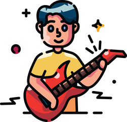 Man playing electric guitar illustration