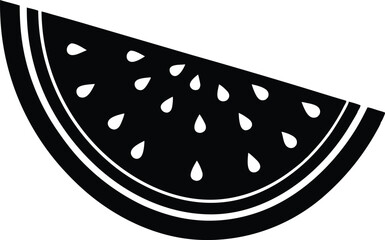 watermelon-slice silhouette vector icon,solid-black-silhouette-of-a-watermelon-slice, on white background.