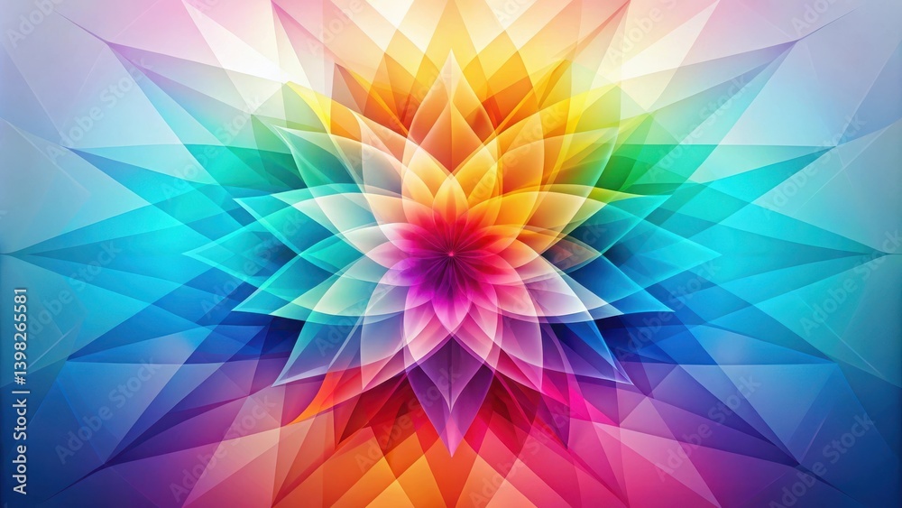 Poster abstract colorful floral mandala design with geometric patterns