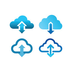 Cloud Upload and Download Icons for Data Transfer, Storage, or Connectivity Concepts