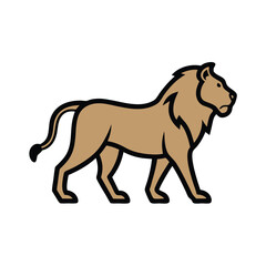 outline of a lion walking vector on white background