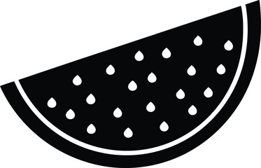  watermelon-slice silhouette vector icon,solid-black-silhouette-of-a-watermelon-slice, on white background.