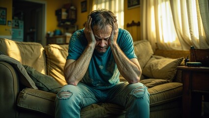 Fototapeta premium Man in Deep Distress