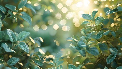 Fresh Green Leaves with Sunlight Bokeh &ndash; Nature Inspired Background