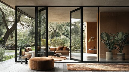 Fototapeta premium Modern Interior Design: A Luxurious Garden View