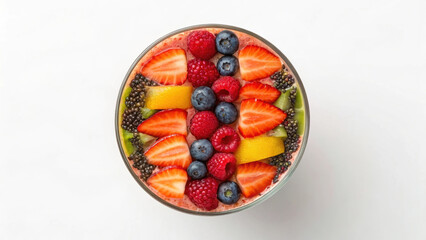Fresh fruit smoothie bowl featuring vibrant berries, mango, and kiwi, showcasing wellness trends in healthy eating