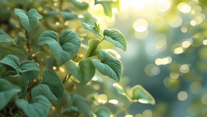 Fresh Green Leaves with Sunlight Bokeh &ndash; Nature Inspired Background