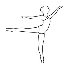 Elegant Ballerina Performing An Arabesque Line Art Illustration On White Background