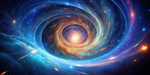 A Cosmic Vortex Swirling Nebulae and Celestial Streams in a Vibrant Galactic Core