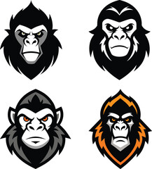 Gorilla head mascot logo design vector