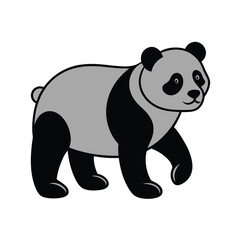 outline of a panda walking vector on white background
