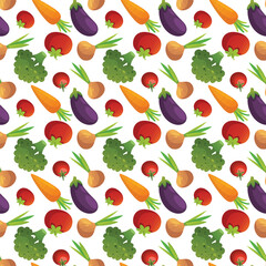 Seamless vegetarian pattern with healthy vegetables and fresh green food