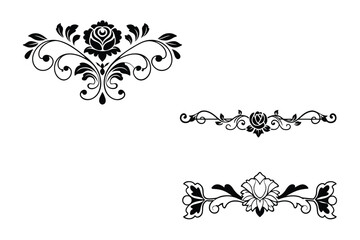 Elegant Black and White Rose Floral Line Art Vector.