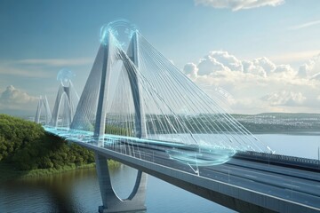 Obraz premium Innovative design of a futuristic bridge illustrating advanced engineering techniques