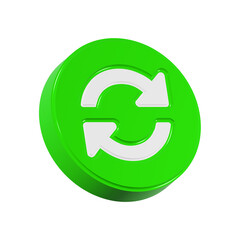 refresh icon 3d green color realistic rendering