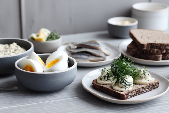 A minimalist breakfast setting with healthy and delicious food