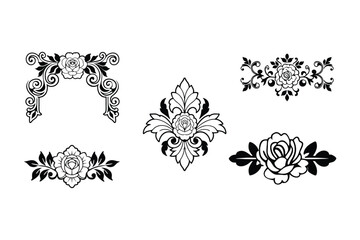 Elegant Black and White Rose Floral Line Art Vector.