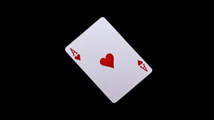 Single ace card caught mid-air among spinning deck on a solid black background, isolated and intense.