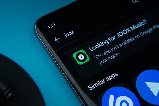 Dhaka, Bangladesh- 17 March 2025: The joox app from Google Playstore is displayed on a smartphone screen.
